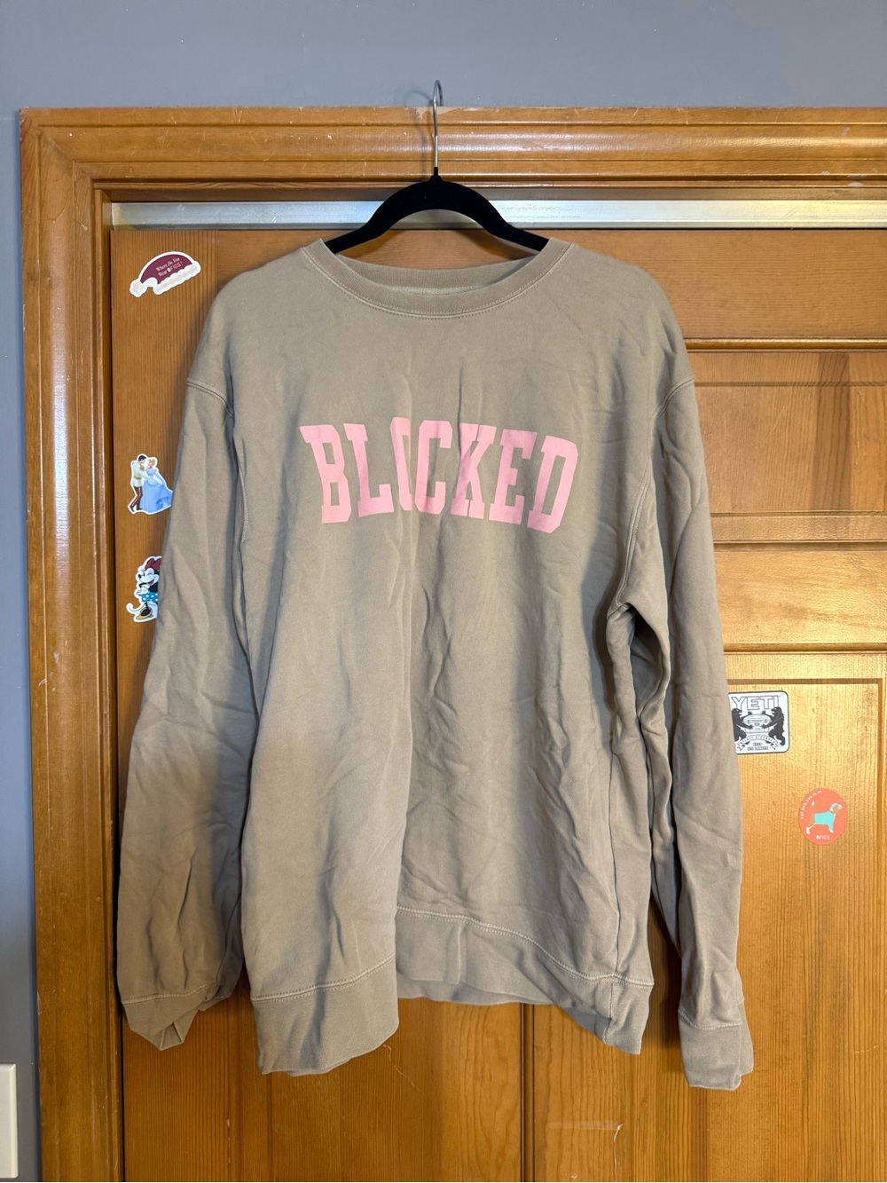 Barstool call her daddy taupe blocked crewneck